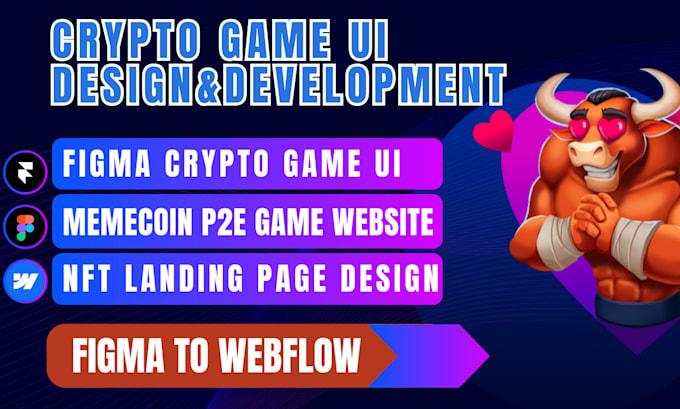 Gig Preview - Figma crypto game ui, memecoin p2e game website dev, nft collection landing page