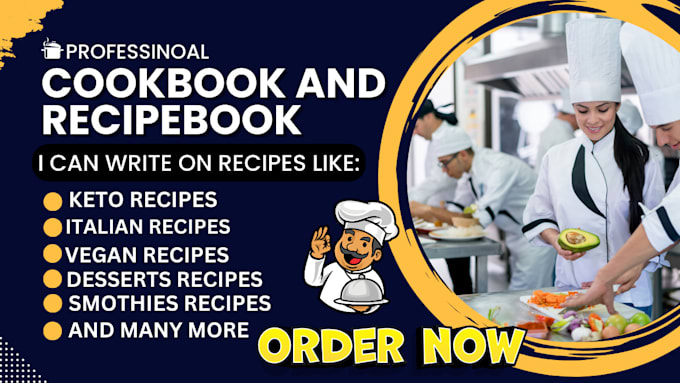 Gig Preview - Write  high quality recipes cookbook, recipe book, meal plan and do KDP format