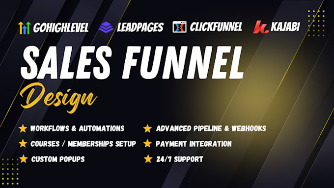 Gig Preview - Build leadpages, kajabi, clickfunnels, gohighlevel sales funnel landing page