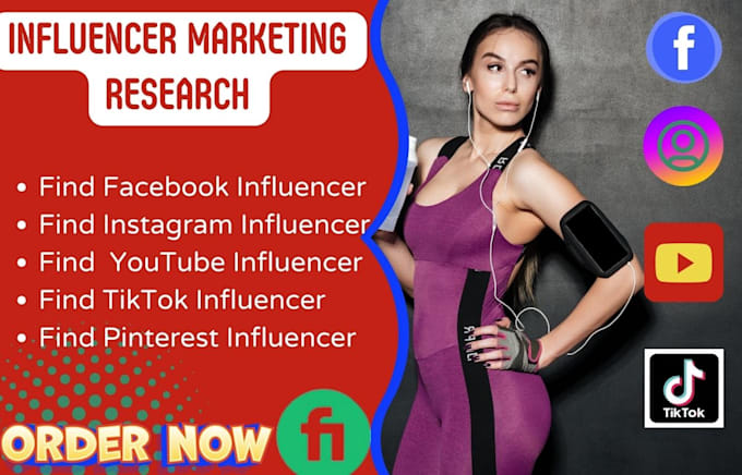 Gig Preview - Find instagram, youtube, facebook and tiktok influencer list