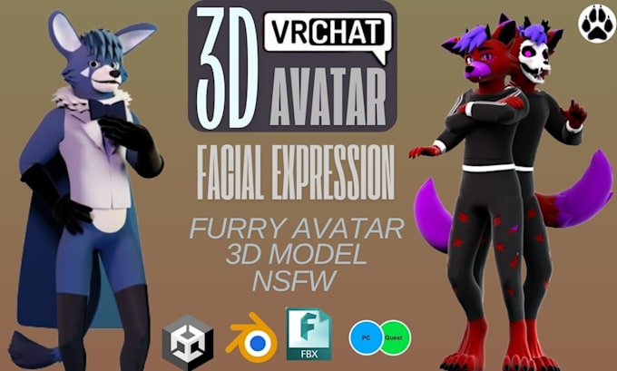 Gig Preview - Craft unique vrchat avatar furryanime as high quality 3d model