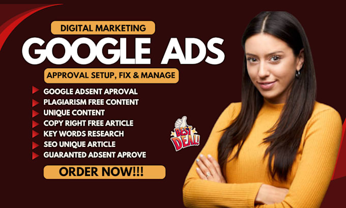 Gig Preview - Provide google ads approval fix related goog le adsense problems ads articles