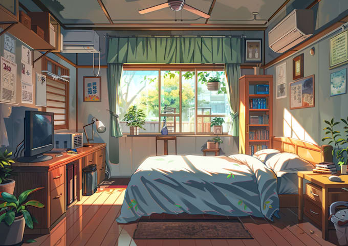 Gig Preview - Draw anime background vtuber, game, visual novel and interior design