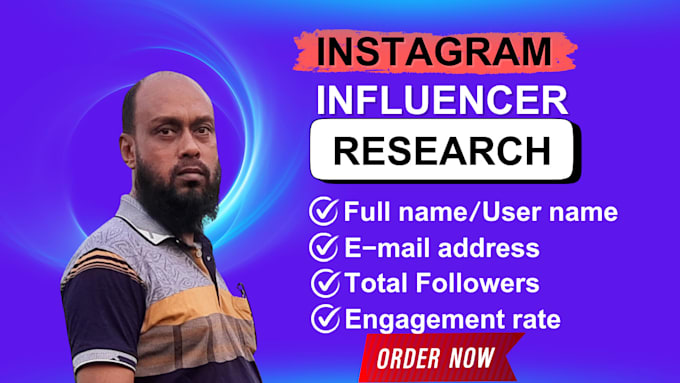 Gig Preview - Research and find the best instagram influencers for your brand