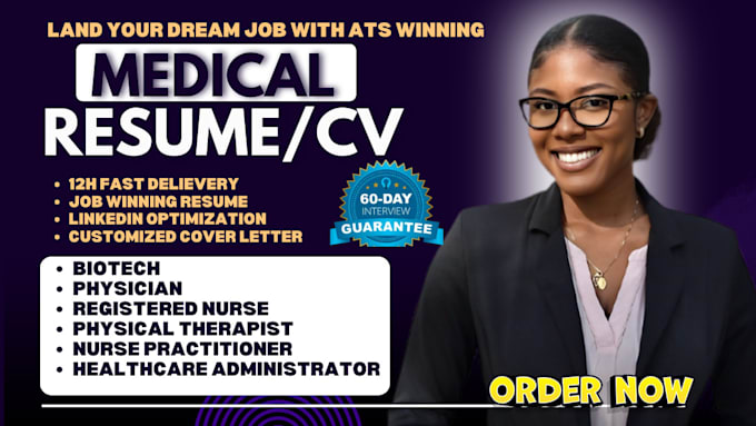 Gig Preview - Craft ats optimized medical, health care, and nursing resume for job success