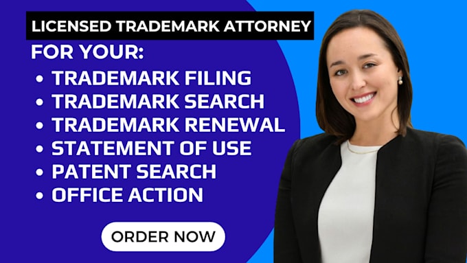 Gig Preview - Be your licensed trademark attorney for trademark registration, search, renewal