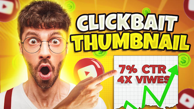 Gig Preview - Make eye catching youtube thumbnail design to boost your CTR