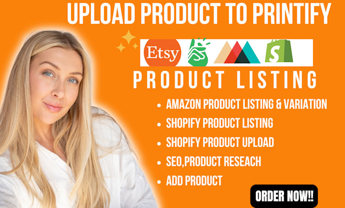 Gig Preview - Add product to printify, printful, shopify, etsy, amazon, ebay, wix, wordpress