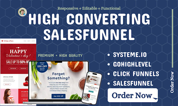 Bestseller - build sales funnel in gohighlevel, clickfunnels, systeme io, landing page design