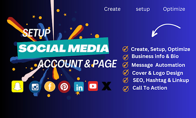 Gig Preview - Make and set up all social media sites, business pages