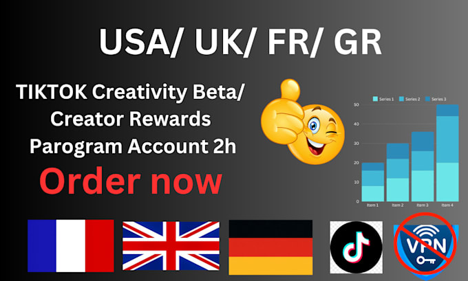 Gig Preview - Create UK,ger, fr, tiktok account with creativity  beta in 2h