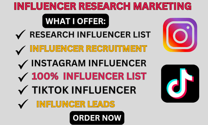 Gig Preview - Research and recruit instagram tiktok influencers for affiliate recruitment