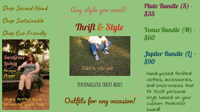 Gig Preview - Create a personalized styled box of thrifted clothes for you