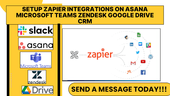 Gig Preview - Setup zapier integrations on asana microsoft teams zendesk google drive CRM