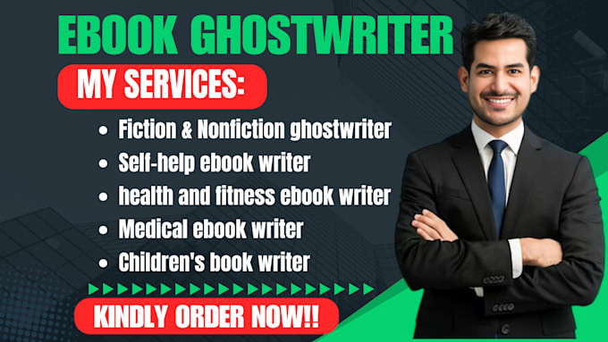 Gig Preview - Be your ebook ghostwriter amazon kindle ebook writer self help ghost book writer