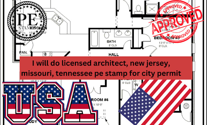 Gig Preview - Do licensed architect, new jersey, missouri, tennessee pe stamp for city permit