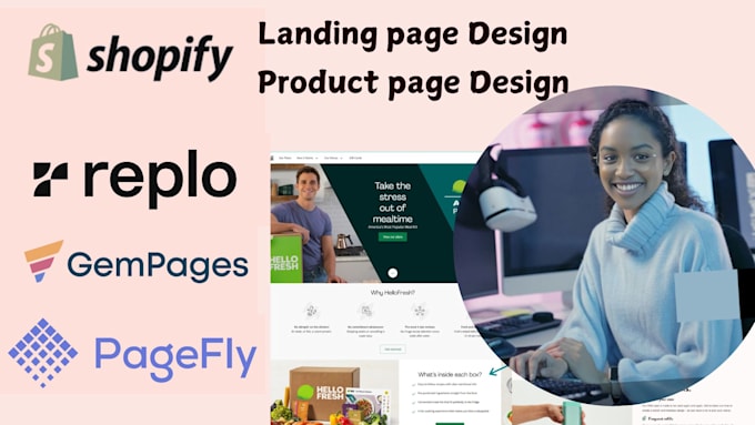 Gig Preview - Design shopify wholesales product landing page by pagefly, gempages