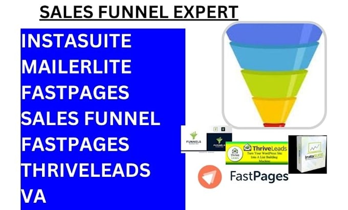 Gig Preview - Setup sales funnel pagewiz instasuite sendalane fastpage thriveleads seeprod VA