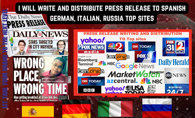 Gig Preview - Write and distribute press release to spanish german, italian, russia top sites