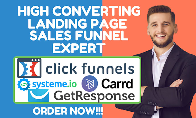 Gig Preview - Create carrd tilda landing page getresponse systeme io clickfunnels sales funnel