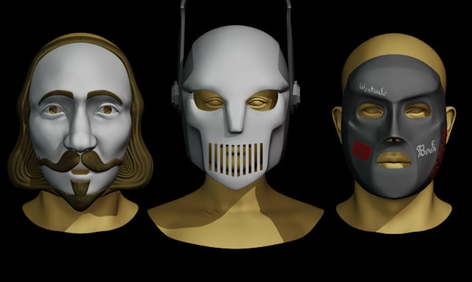 Gig Preview - Sculpt 3d mask, mask, 3d helmet, helmet, 3d face, cosplay armor for 3d printing