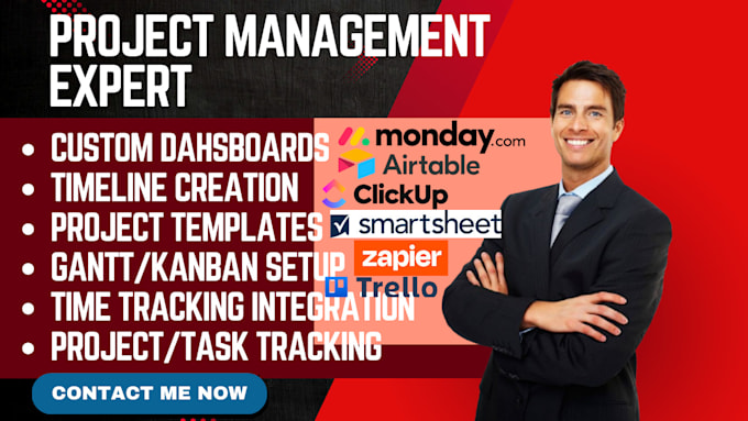 Gig Preview - Project tracking system trello clickup smartsheet airtable monday automation