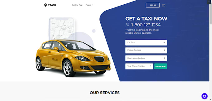 Gig Preview - Build taxi booking website chauffeur website limousine website taxi website