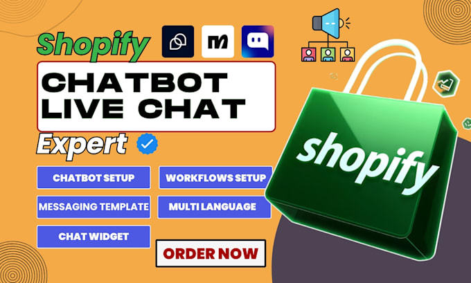 Gig Preview - Setup shopify chatbot tidio manychat chatty chatra willdesk smartbot live chat