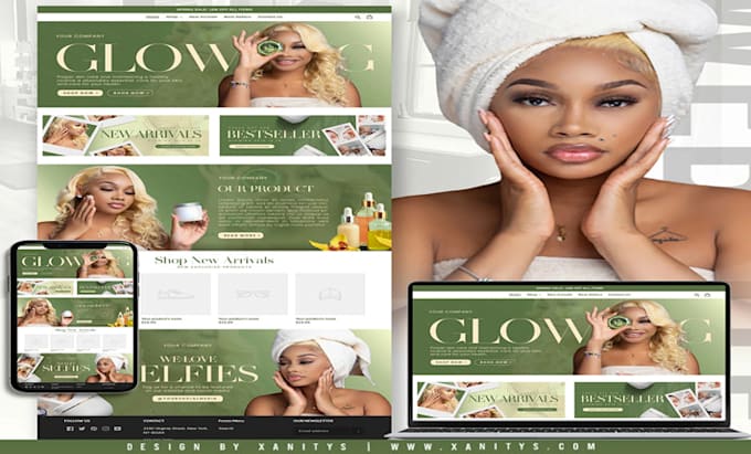 Gig Preview - Design skin care shopify store beauty website skin care website beauty store