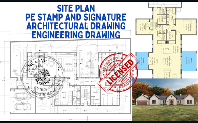 Gig Preview - Draw site plan pe stamp for architectural engineering drawing blueprint autocad