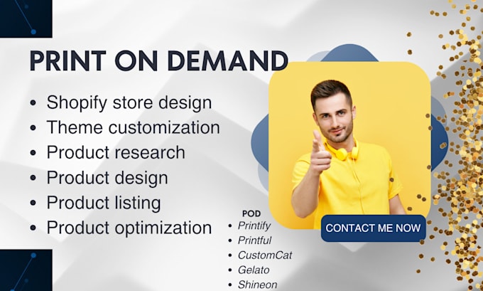 Bestseller - setup shopify print on demand store design printful printify pod print on demand