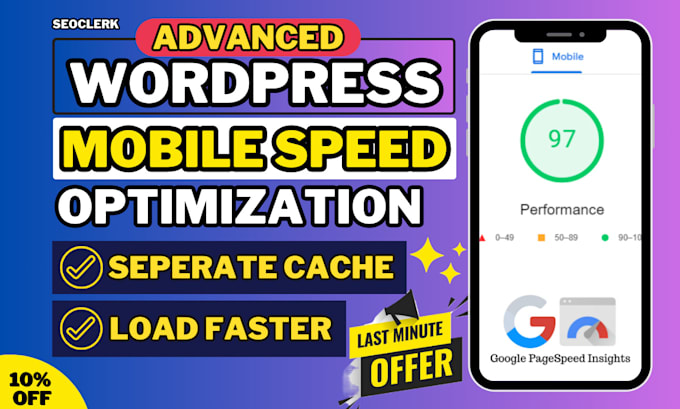 Gig Preview - Increase wordpress website speed mobile speed to 95