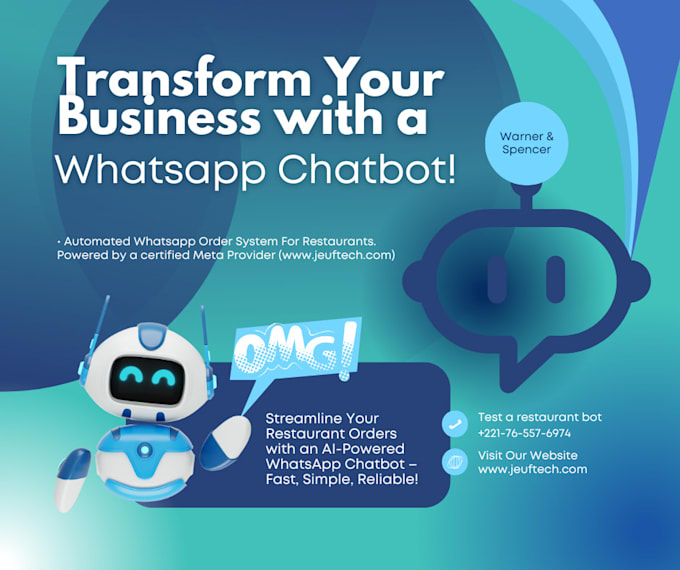 Gig Preview - Create a professional whatsapp restaurant chatbot for automated order taking