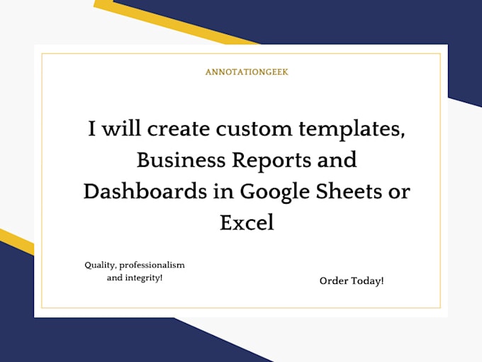 Gig Preview - Create custom templates, reports and dashboards in google sheets or excel