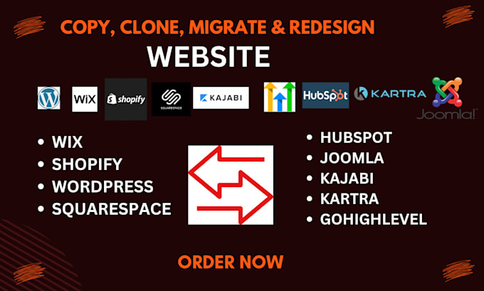 Gig Preview - Clone migrate your website to gohighlevel, kartra, kajabi, hubspot or joomla