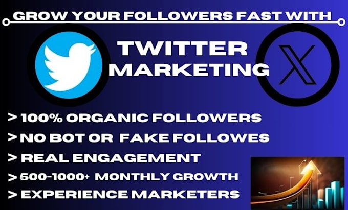 Gig Preview - Do x twitter marketing and promotion for organic growth followers and engagement