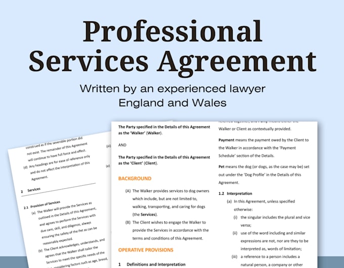 Gig Preview - Provide your business with a services agreement