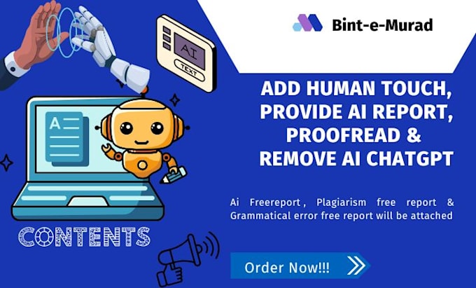 Gig Preview - Add human touch to chatgpt, ai to human essay, edit humanize ai content, rewrite