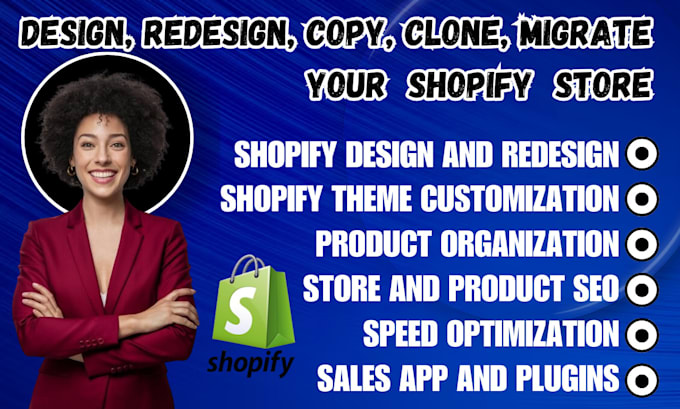 Gig Preview - Design and redesign, copy, clone migrate your shopify store