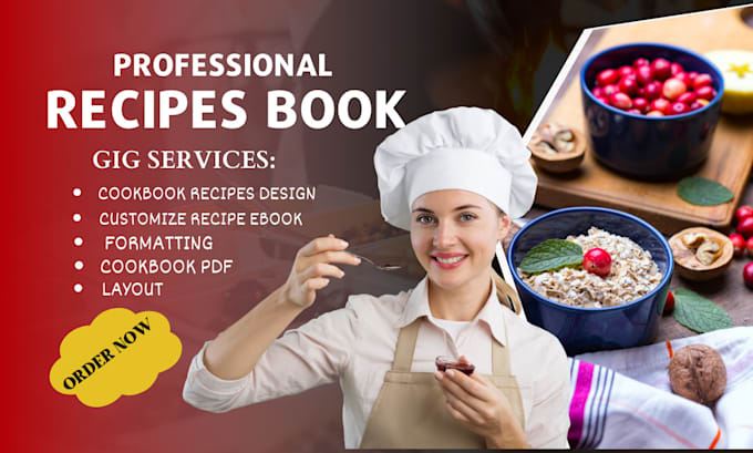 Gig Preview - Create cookbook customize  recipes design layout formatting for KDP other print