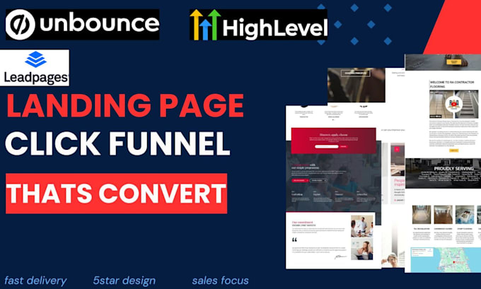 Gig Preview - Do landing page in clickfunnels, leadpages, hubspot, gohighlevel funnel buiider