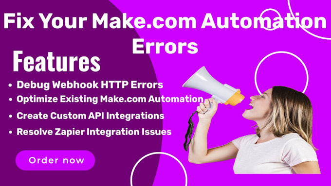 Gig Preview - Fix make com automation, made com, integromat zapier, vapi ai webhook, and n8n