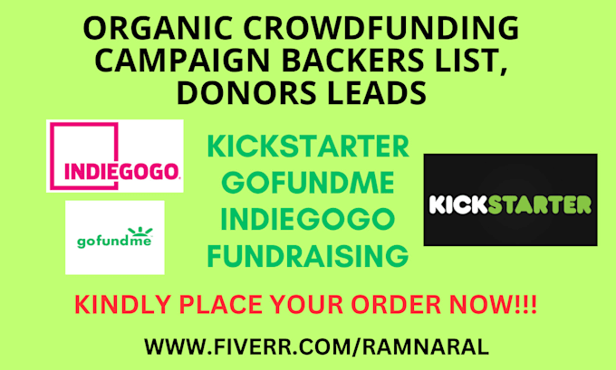 Bestseller - research and provide organic crowdfunding campaign backers list, donors leads