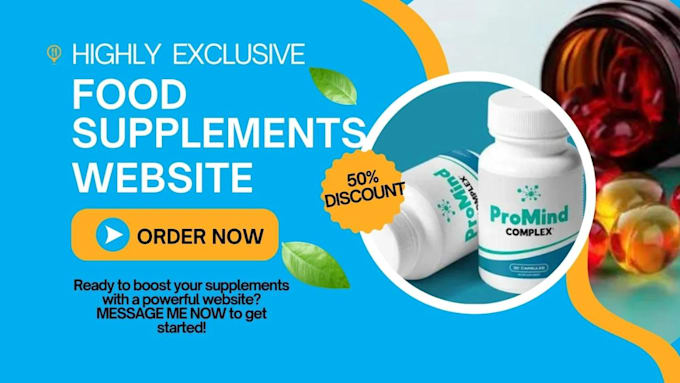 Gig Preview - Health supplement website nutrition vitamin supplement, additive shopify store