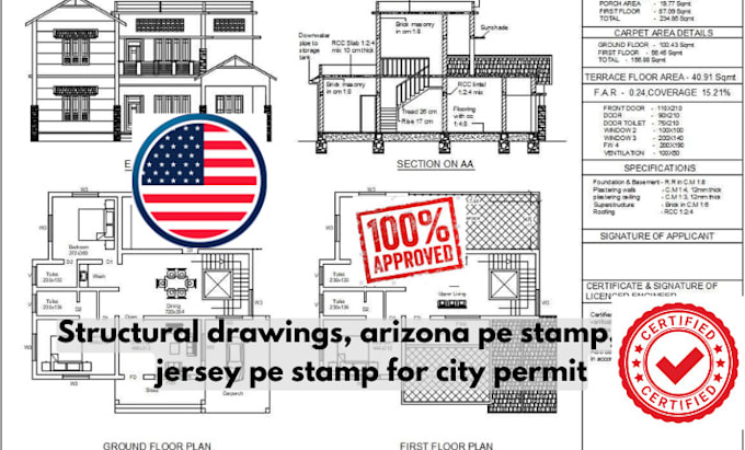 Gig Preview - Do structural drawings, arizona pe stamp, new jersey pe stamp for city permit