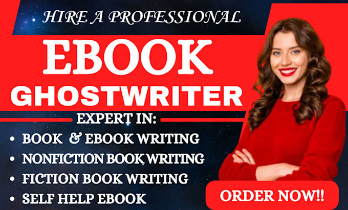 Gig Preview - Be your fiction ghostwriter, self help ebook, nonfiction ghostwriter book writer