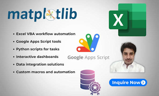 Gig Preview - Be your excel vba, google apps script and data visualization expert