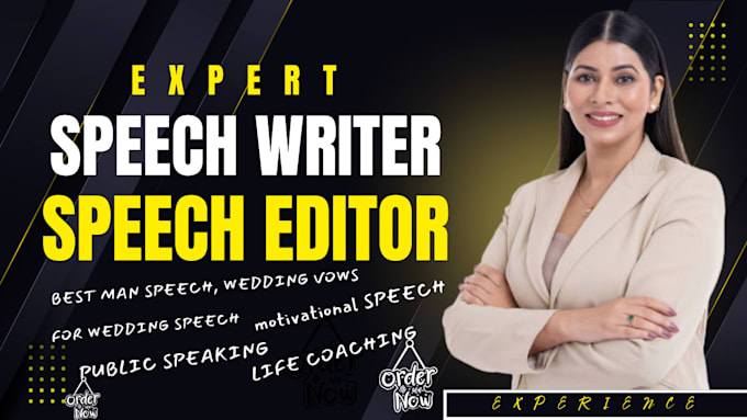 Gig Preview - Speech writer, weeding, event speech, publish speech, speech editor, best man