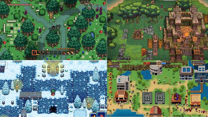 Gig Preview - Do top down rpg pixel tileset,pixel landscape environment,animation,video game