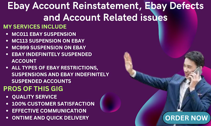 Gig Preview - Ebay account reinstatement,ebay defects and account related issues